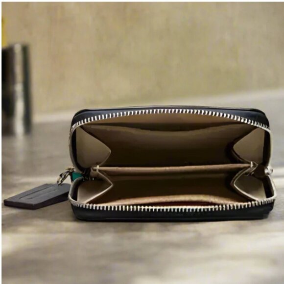 Coach Zip Around Wallet Coachtopia Wavy Stripe Upcrafted Leather CQ865 Green - Picture 9 of 10